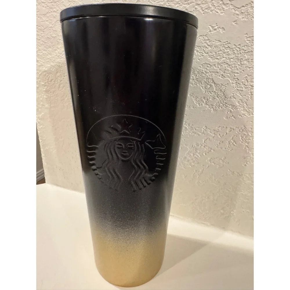 Starbucks Disney World‎ 50th Anniversary Black Gold Ombre Tumbler 24oz Cold Cup